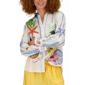 NEW ME369 isabel printed shirt in magic ocean
